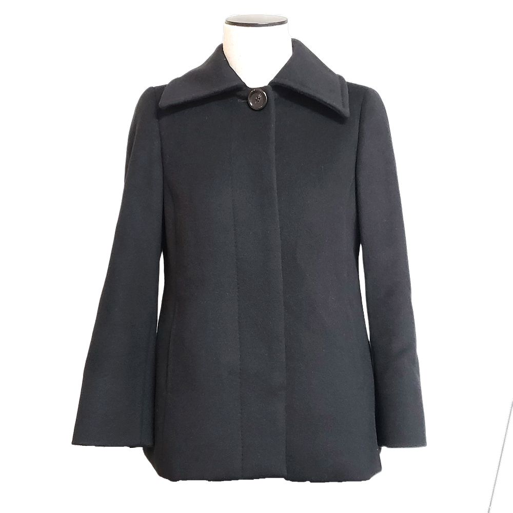 ステンカラーコート サイズ32 ウールxアンゴラ ブラック/180890【中古】