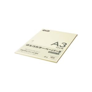 (まとめ) TANOSEE αエコカラーペーパーII A3 ライトクリーム 少枚数パック 1冊(100枚) (×10セット)