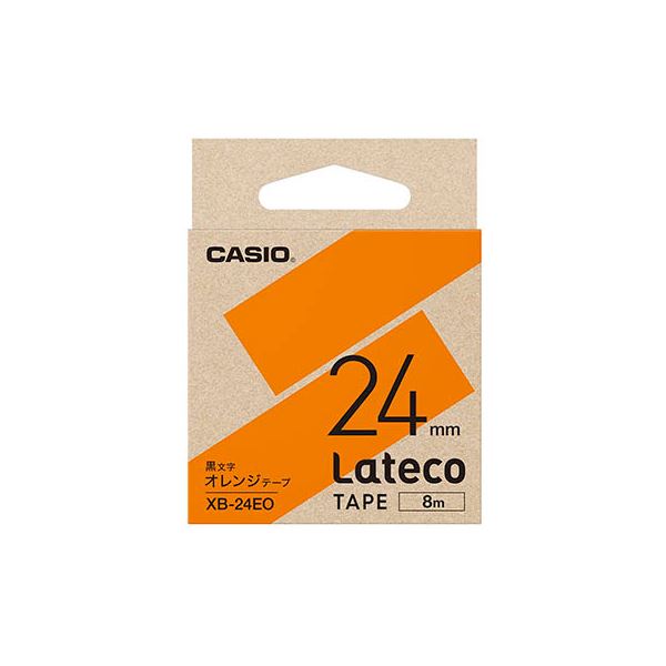 (5個セット) カシオ計算機 Lateco専用詰替用テープ/オレンジに黒文字/24mm XB-24EOX5