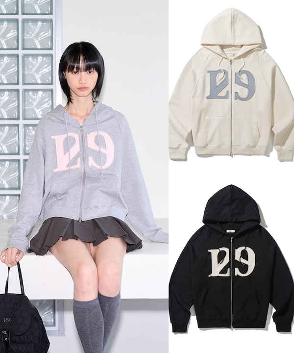 新未使用 ILLIGO 129 LOGO黒の29プリントパーカー Lサイズ ILLIGO☆129 LOGO PATCH HOODIE ZIP-UP (ILLIGO/パーカー