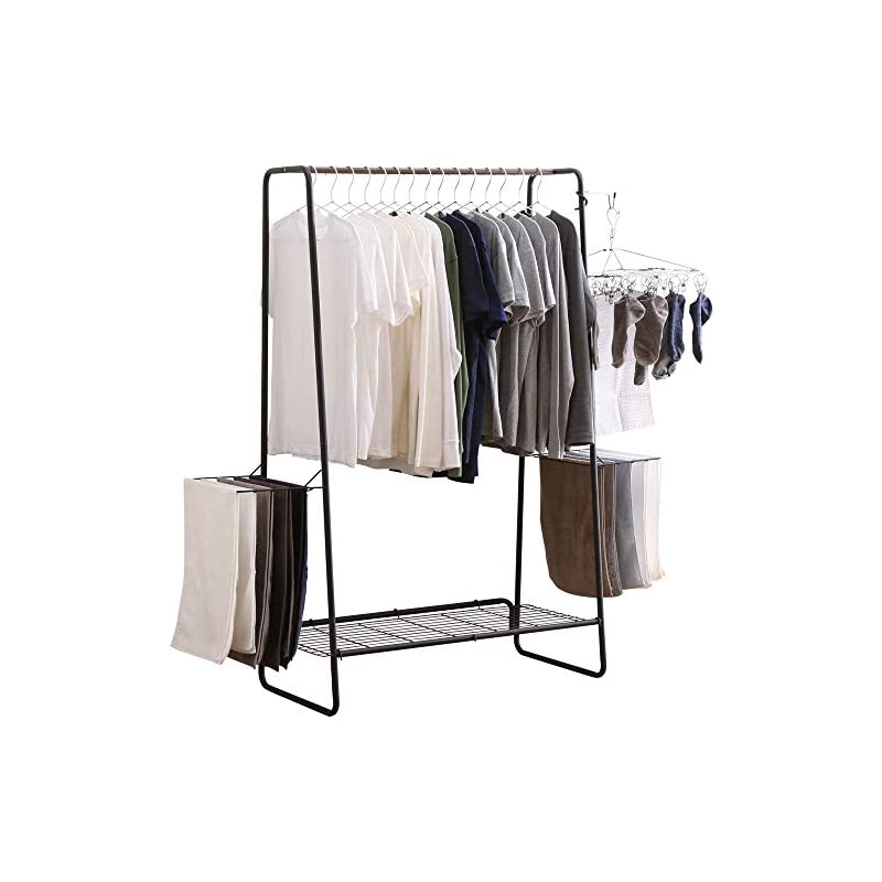 【即納】アイリスオーヤマ 洗濯物干し ハンガーラック おしゃれ 約2人用 スタイル物干し アイアンウッド ブラック HKM-900