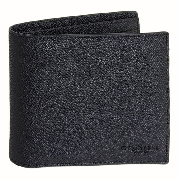 コーチ 財布 メンズ 二つ折り財布 アウトレット 札入れ 小銭入れなし レザー ブラック 3 IN 1 CROSSGRAIN CR899BLK COACH