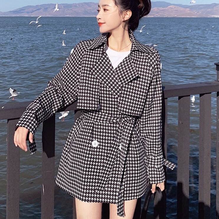 トレンチコート チェック柄 スプリングコート ミドル丈 アウター コート かわいい 大人可愛い きれいめ カジュアル おしゃれ お洒落 こなれ感 ラブリー キュート エレガント 主役級 存