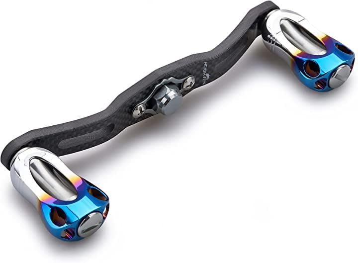 リール ハンドル 1.5K炭布 カーボン 22mm ノブ搭載 シマノ SHIMANO ダイワ DAIWA アブ Abu 通用 ベイトリール Aurora( ガンメタル, 120mm)