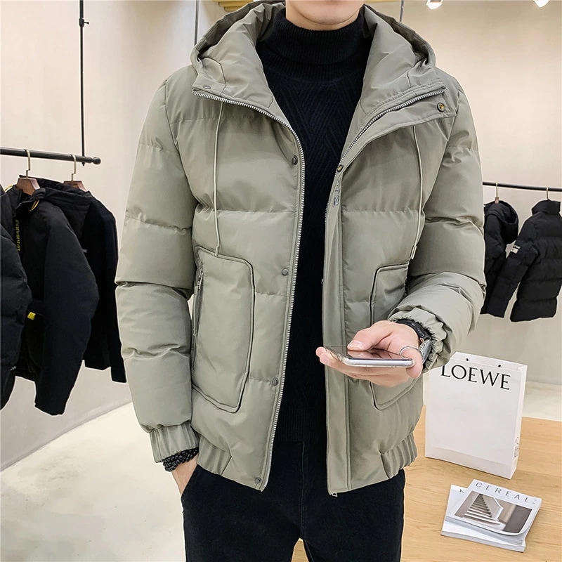 中綿ジャケット メンズ 大きい フード付き ゆったり カジュアル 秋冬 無地 暖かい 防寒 保温 シンプル おしゃれ トップス 秋新作