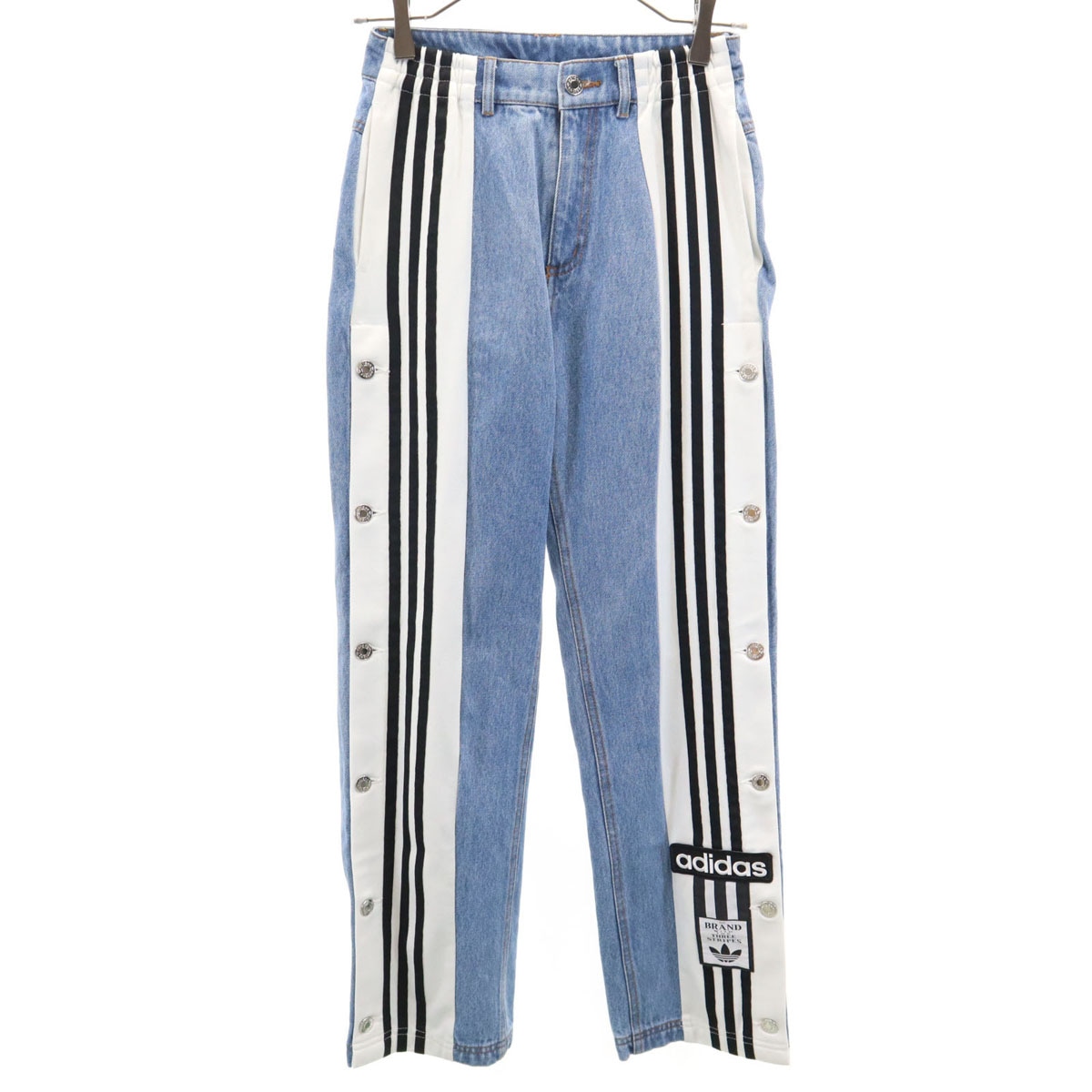 adidas Originals アディダスオリジナルス トレフォイルロゴ ドライクリーンオンリー デニムパンツ S デニム×ホワイト アディブレイク レディース 古着