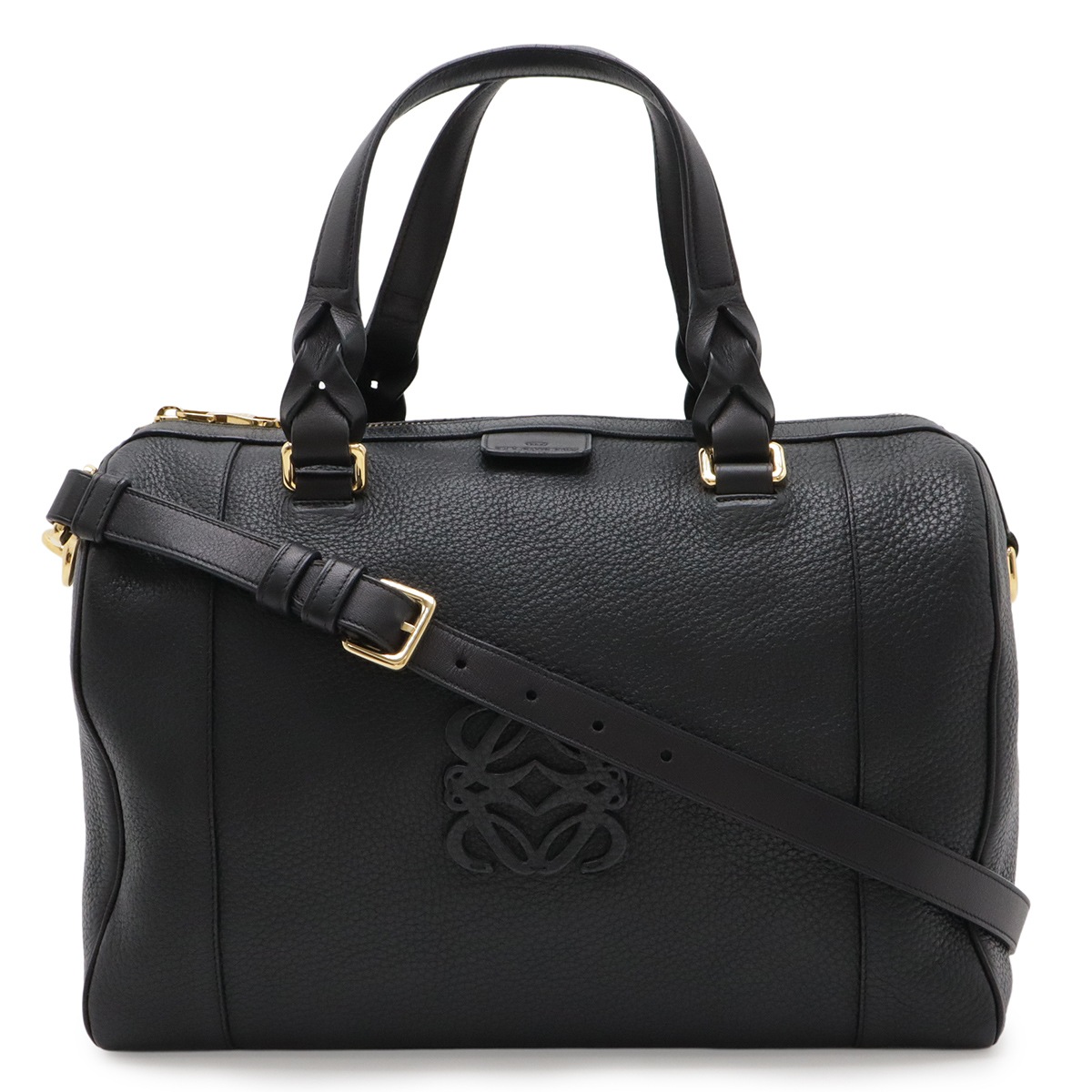 フスタ31 ハンドバッグ ミニボストンバッグ 2WAY ショルダーバッグ レザー ブラック 黒 ゴールド金具 316.26.F2