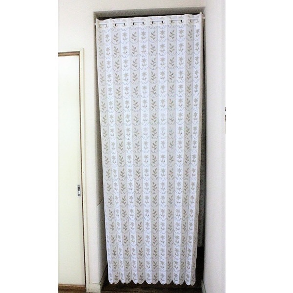 幅95x丈190cm 小花柄 パタパタ 間仕切りカーテン 日本製 ベージュ