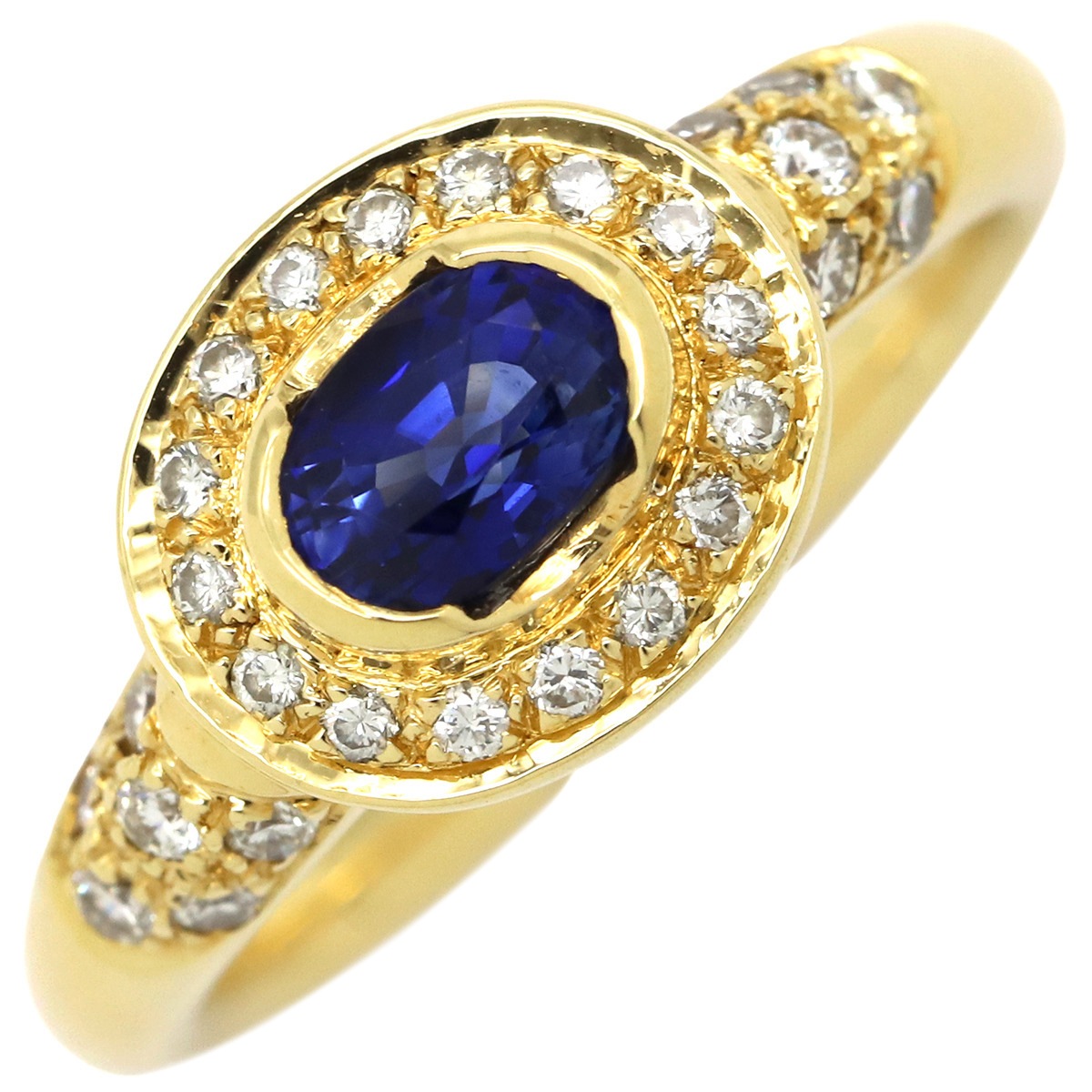 リング 指輪 ブルーサファイア ダイヤリング K18YG サファイア イエローゴールド 青 10.5号【中古】 93,473円