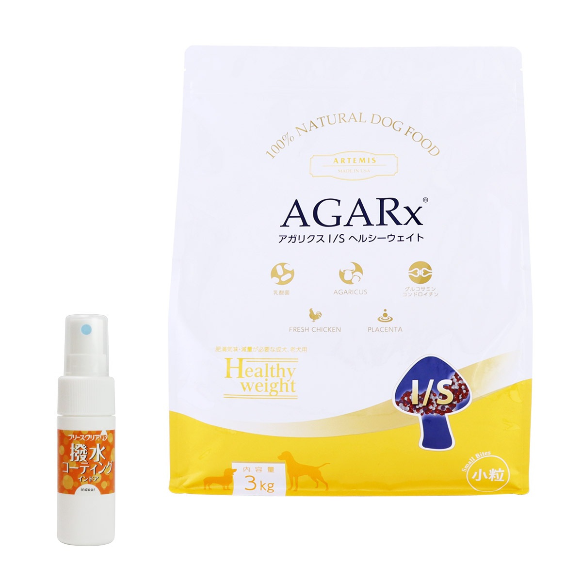ドッグフード アガリクス I/S ヘルシーウエイト 小粒 3kg【撥水コーティングインドア(水回り用) 20ml付き】