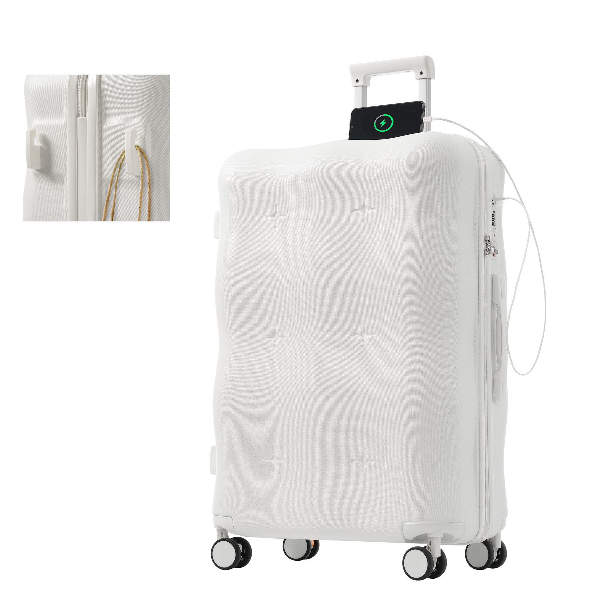 【国内発送Ｍ】2083スーツケース Lサイズ キャリーバッグ キャリーケース USBポート付き ストッパー付き 大型 超軽量 軽量 大容量 かわいい ファスナー式 TSAロック搭載 360度回転 旅行