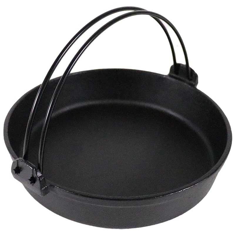 三和精機製作所 すきやき鍋 ツル付(黒ぬり) 24cm 鉄鋳物 QSK50024