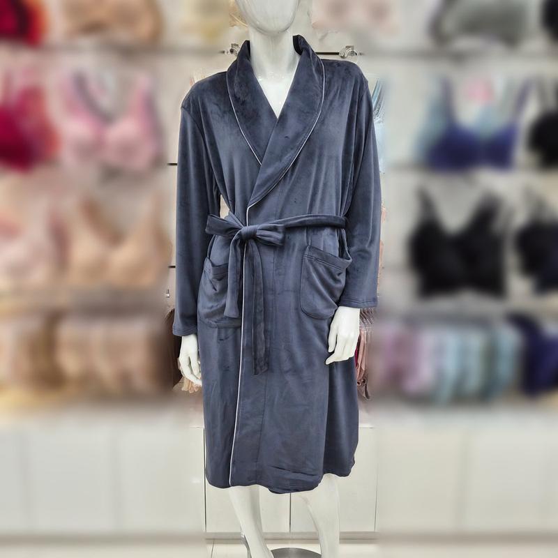 ミンク極細糸ソリッド男女共用ローブガウン/GW8876 NAVY