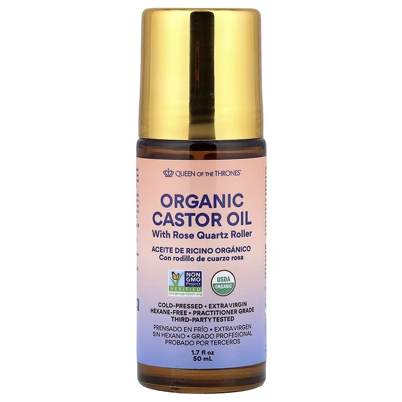 Queen of the Thrones ローズクォーツローラー配合オーガニックひまし油 50ml（1.7液量オンス）