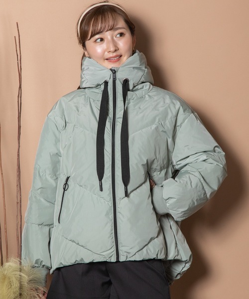 ダウン ダウンジャケット ショートダウン スタンドフードジャケット レディース