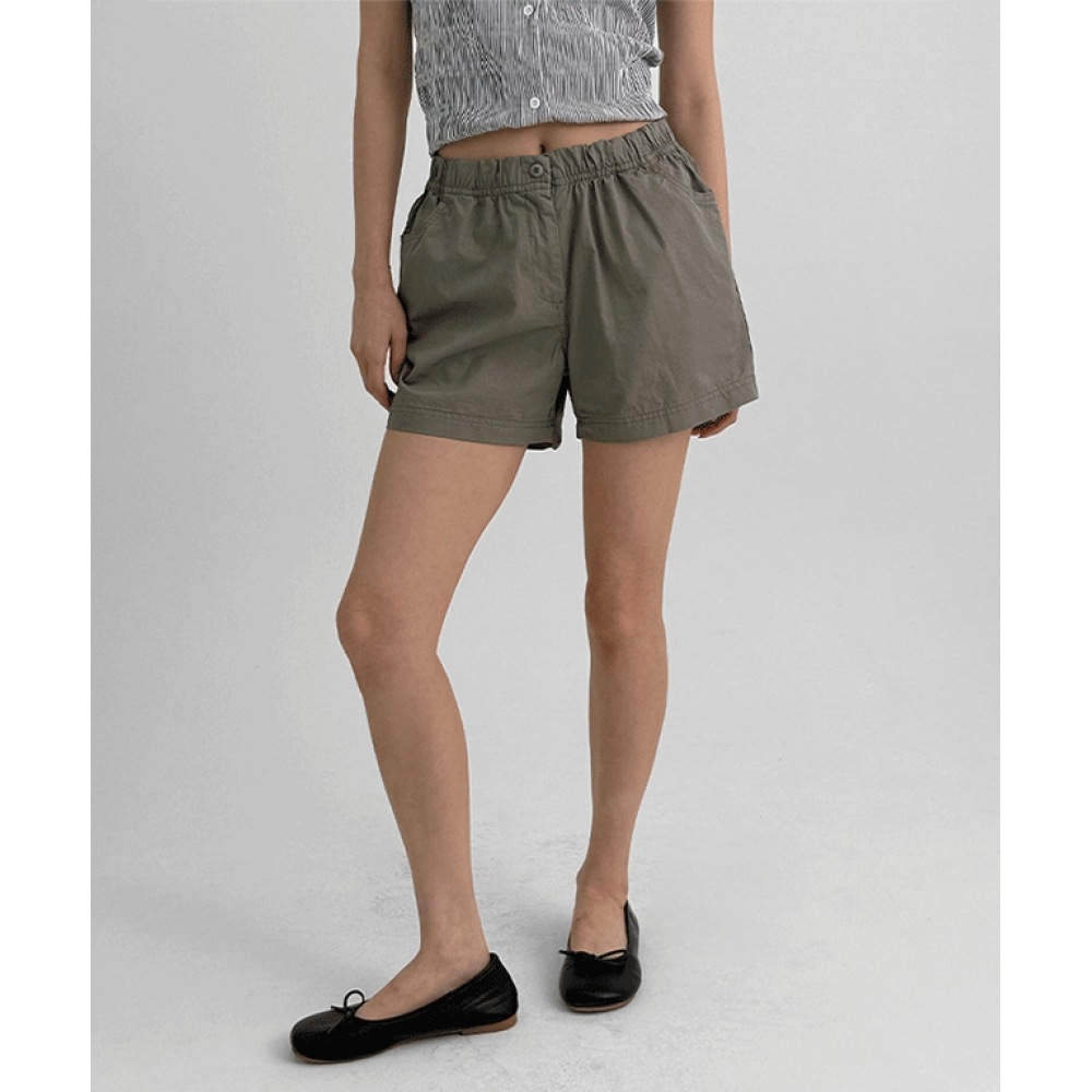 ブラックアップルークオンウォッシュバンディングショーツ