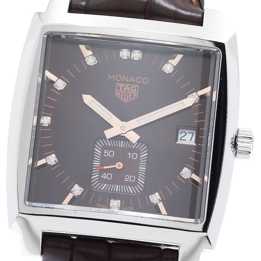 タグホイヤー TAG HEUER WAW131E モナコ 12Pダイヤ デイト クォーツ メンズ 良品 箱・保証書付き_886926【中古】
