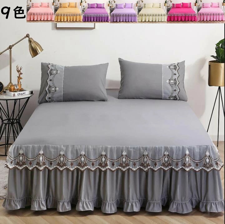 【本日限定】ベッドスカート 枕カバー レース 3点セット セミダブル シングル ダブル キング 上品 フリル ベッドカバー ピロケース ベッドスプレッド ズレ防止ヒモ付き 寝具カバー 洗える 清潔 お 4,766円