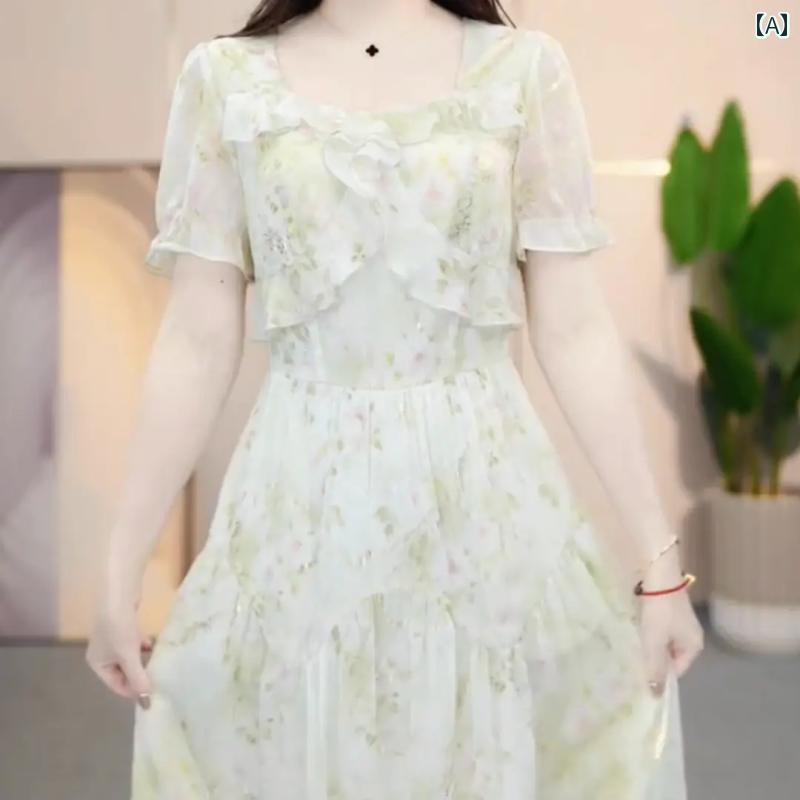 レディース ファッション シフォン 花柄 スカート 夏 精巧 ライン スカート