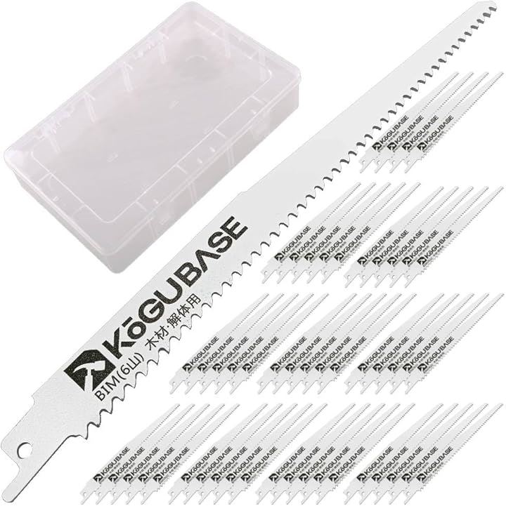 レシプロソー 替刃 ブレード バイメタル ハードウッド 釘付き木材 プラスチック 複合材料解体用 225mm 6山 厚み1.3mm 50枚 rsblade1(白)