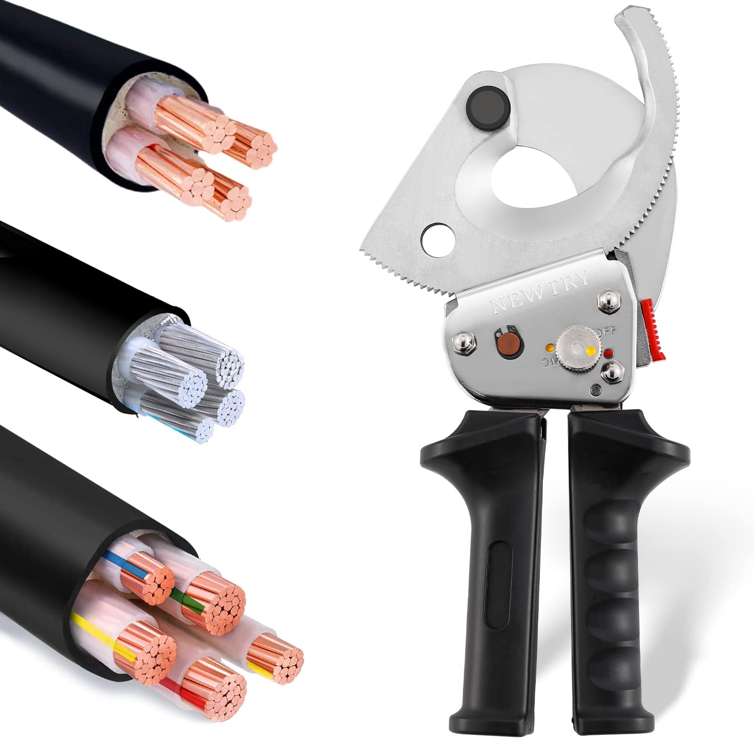 ケーブルカッター ラチェット式 XLJ-D-500 伸縮可能な持ち手 ケーブルシザース ケーブルニッパー 切断能力 500mm以下の銅・アルミケーブル 説明書付き