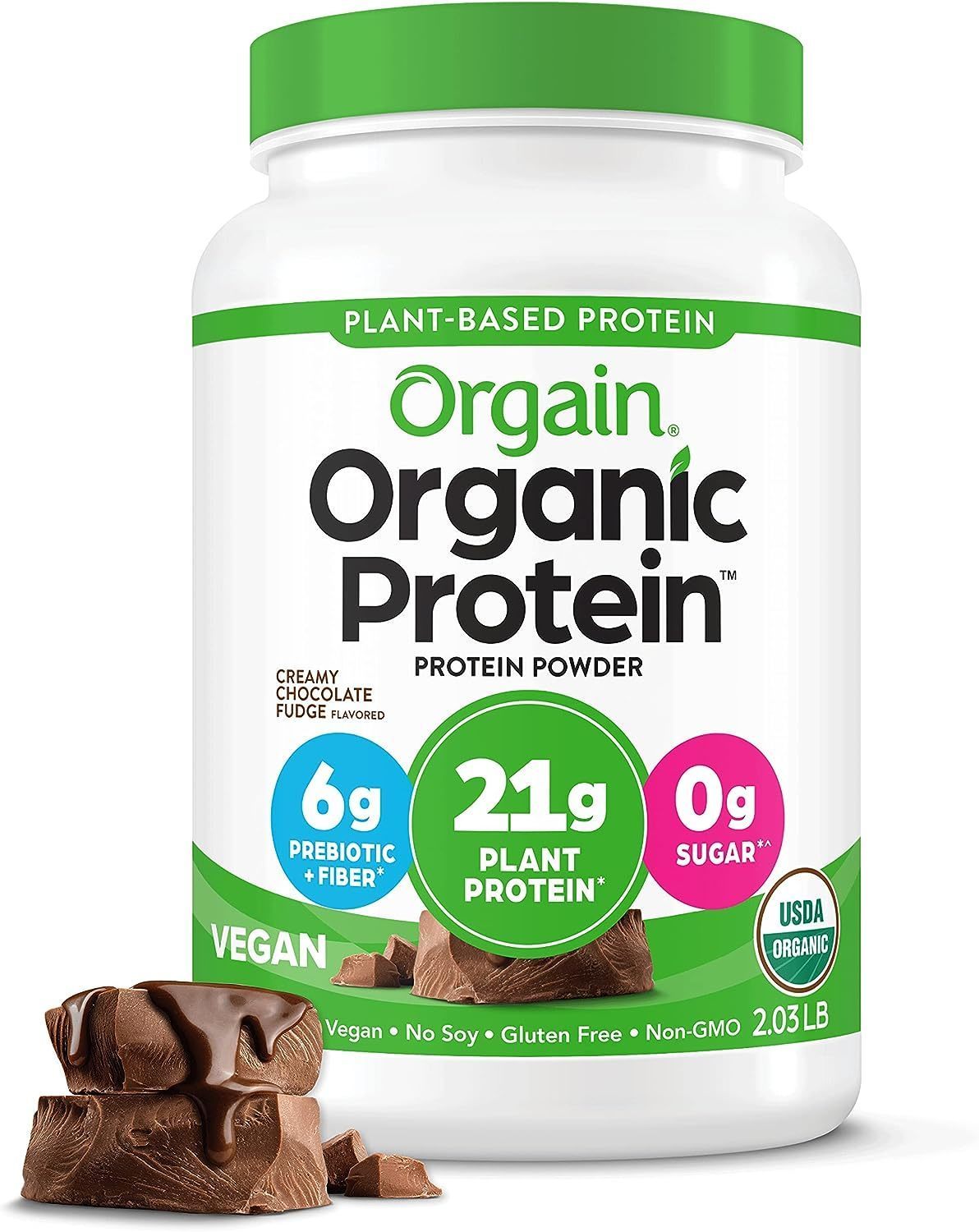 プロテイン配合 Orgain Organic Protein Powder Creamy Chocolate Fudge 21 g Plant Based Protein Vegan (2.03 lb)