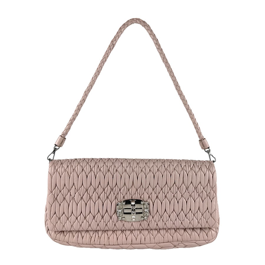 ミュウミュウ MIUMIU ハンドバッグ マテラッセ ナッパクリスタル レザー ピンク レディース 5BD233 z8582