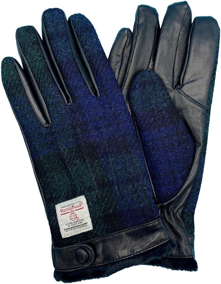 ハリスツイード HARRIS Tweed x羊革手袋 メンズ スマホ対応 裏ボア HBGL008 GRC(ブラックウォッチ, M)