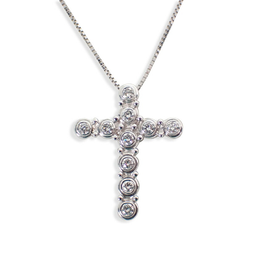 【中古】Pt900/Pt850 ダイヤモンド クロス ペンダント/ネックレス[g376-47]ネックレス