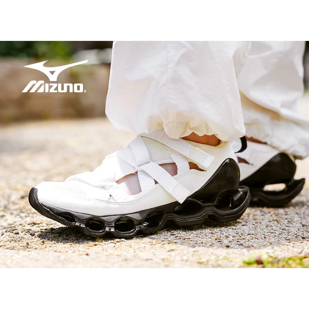 Mizuno ミズノ ウェーブ プロフェシー ストラップ サンダル スニーカー WAVE PROPHECY STRAP WHITE BLACK ( 白 ブラック 厚底 レディース D1GA251905