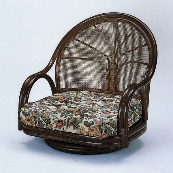 回転座椅子 ワイドロータイプ ラタンチェア 籐家具 座面高19cm イス チェア アジアン