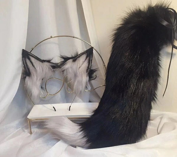 コスプレ道具 狼 耳 尻尾 手作り モコモコ 文化祭 学園祭 パーティー COSPLAY コスチューム アクセサリー cosplay用 dd047zozot2