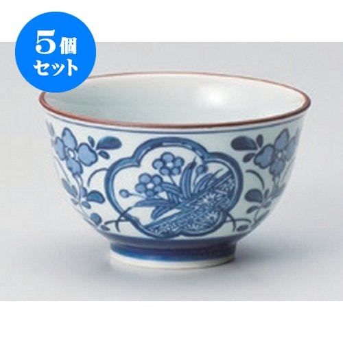 5個セット 煎茶 古染万歴千茶 [9.5 x 5cm] 有田焼 強化 和食器 酒器 料亭 旅館 業務用