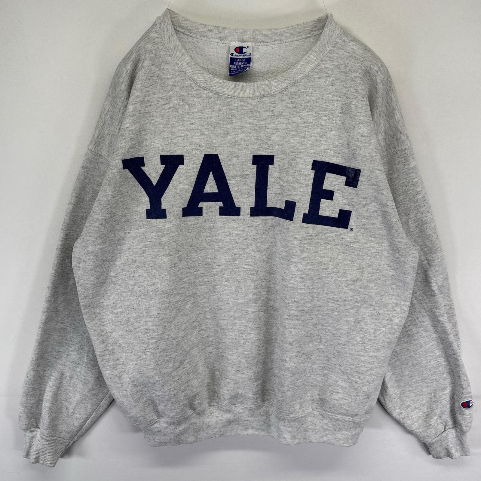 古着 90s/90年代 スウェット クルーネック YALEロゴ トレーナー プルオーバー L グレー系 メンズ