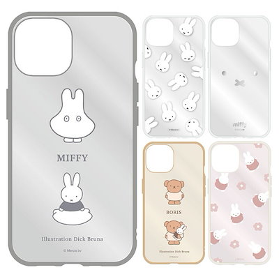 他サイト： グルマンディーズ　iPhone 15(6.1インチ) IIII fit ケース ミッフィー フェイス総柄　MF-441Aの商品画像