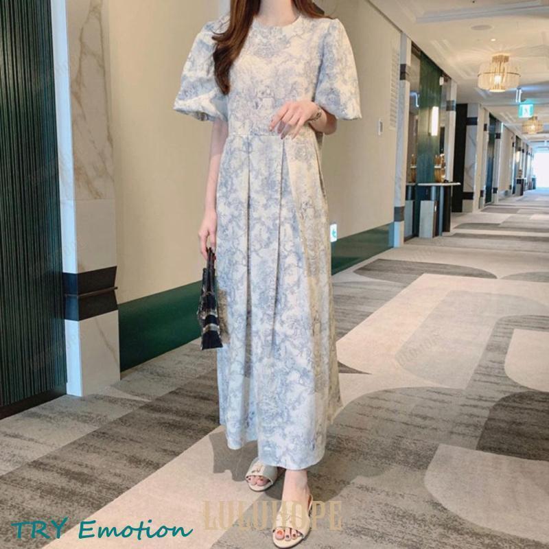 ワンピース 夏 レディース 半袖 おしゃれ 可愛い きれいめ トワルドジュイ 柄 ロングワンピース
