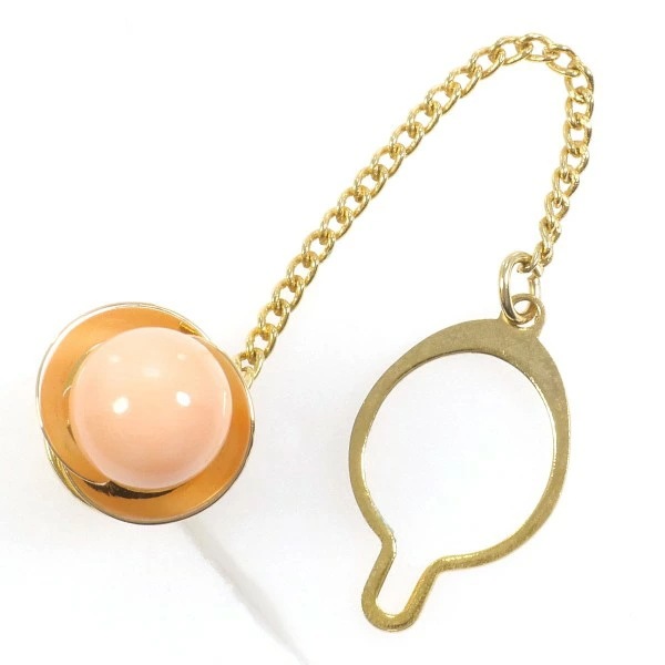 K18 18金 YG イエローゴールド 合金 ピンブローチ サンゴ ジュエリー 中古