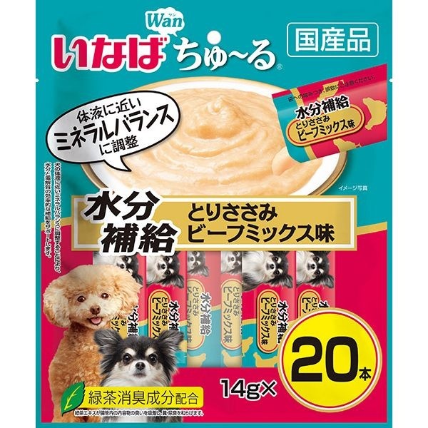 （まとめ買い）ちゅる 水分補給 とりささみ ビーフミックス味 14gx20本入 犬用おやつ [x4]