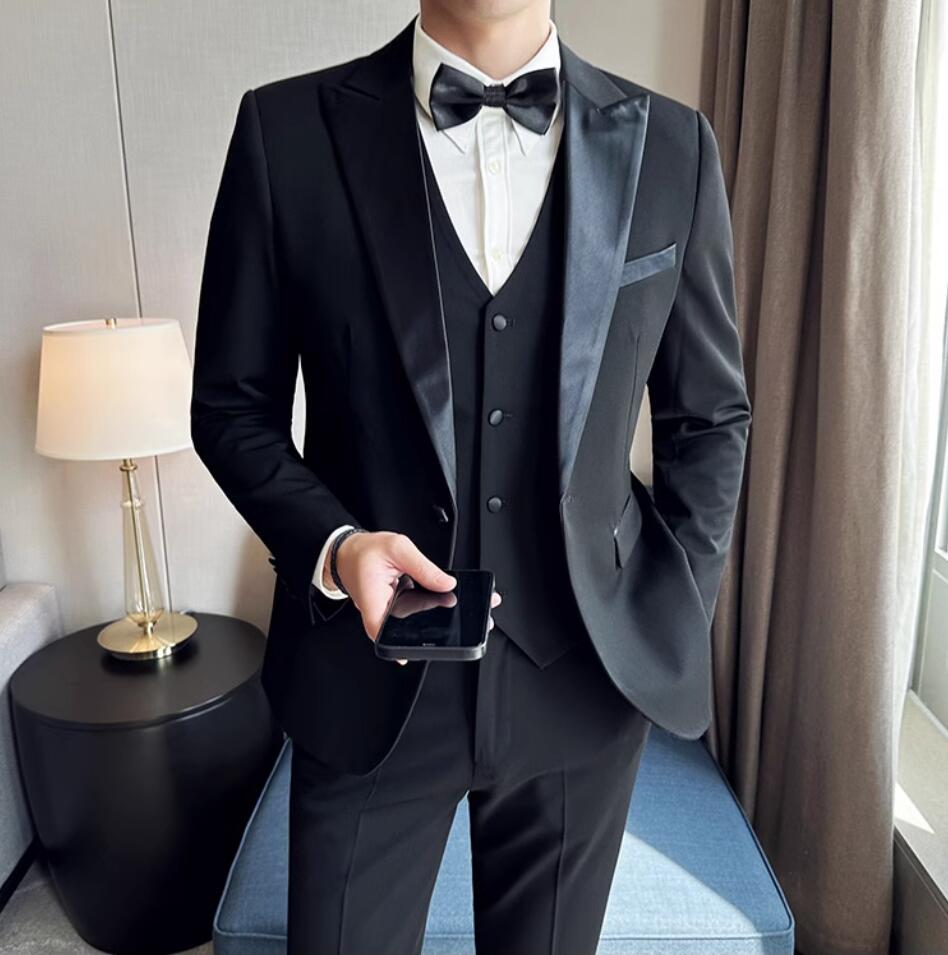[3日出荷 最安値]底値価格結婚式スーツ メンズスーツ スリーピース 紳士服 披露宴 二次会 パーティー フォーマルスーツ スーツセット セットアップ シングルスーツ メンズ 3点セット ジャケット+