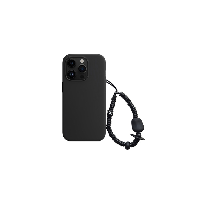 nature beads phone strap short black