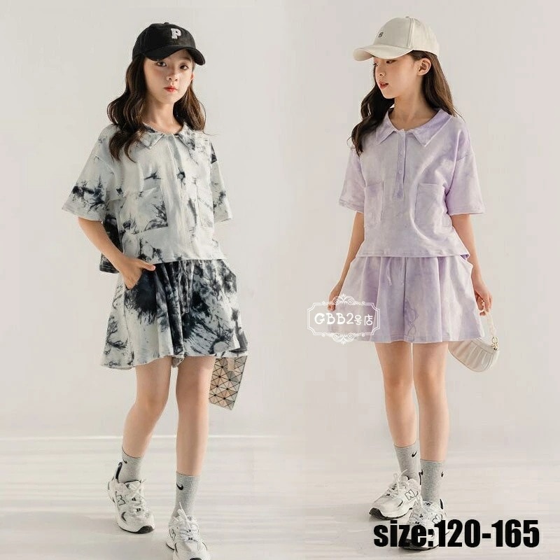 【即納】韓国子供服 セットアップ 女の子 夏 シャツ ポロシャツ ショートパンツ カジュアル ナチュラル ワイドパンツ 半袖 上下セット ゆったり リゾート キッズ こども 可愛い きれいめ //卒