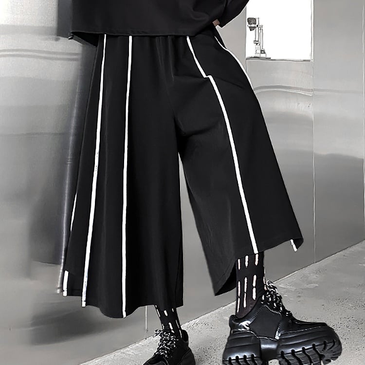 パイピングライン ウエストゴム ワイドレッグ クロップドパンツ 個性的なデザイン ステージ衣装 演出衣装 イベント こせい 個性 特徴あり 新作 TV 主演 ステージ衣装 舞台 おしゃれ
