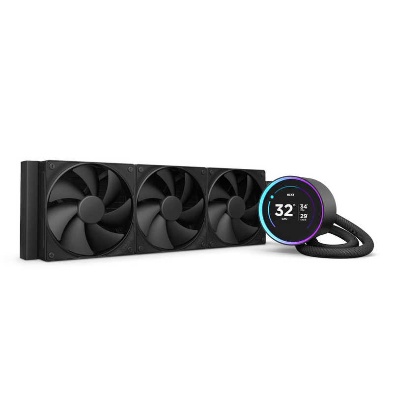 NZXT　水冷CPUクーラー KRAKEN ELITE360(2024) ［ 120mmファンx3/ 2.72液晶ヘッド ］ ブラック　RLKN36EB2