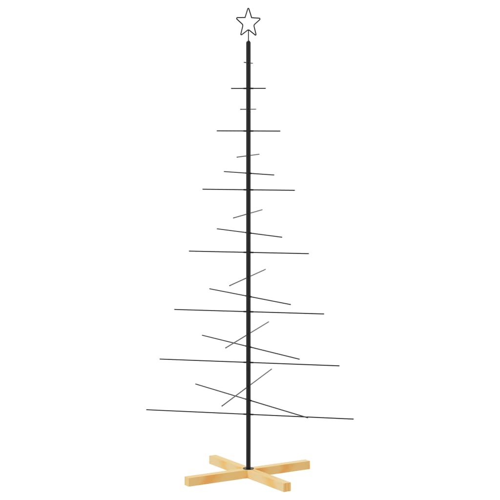 金属製クリスマスツリー 木製ベース付き ブラック 180cm