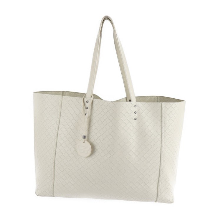 BOTTEGAVENETA ボッテガヴェネタ トートバッグ 298780 イントレッチオ ミラージュ レザー アイボリー ショルダートート 本物保証 中古