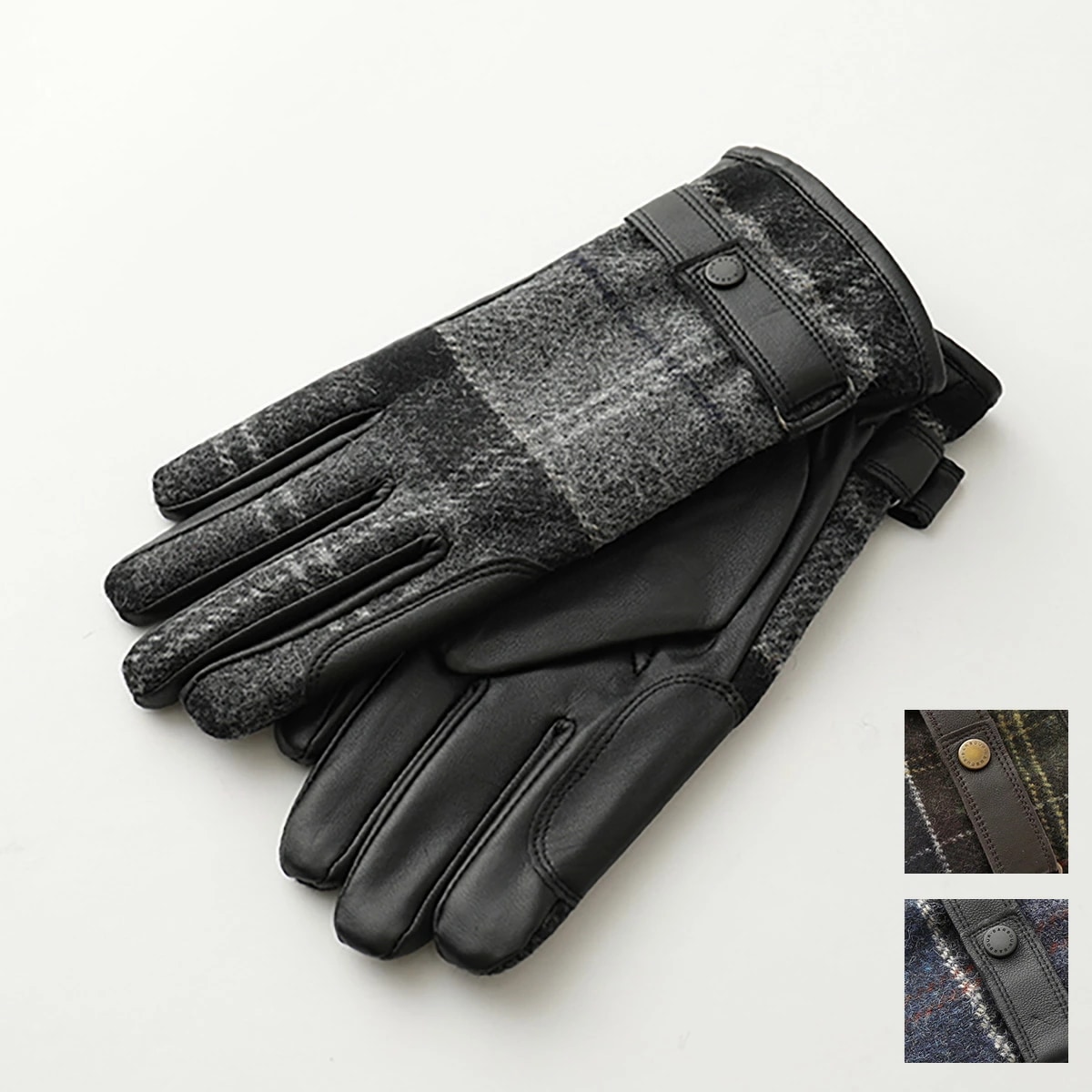 Barbour バブアー グローブ NEWBROUGH TARTAN GLOVE MGL0051 BK11 メンズ 手袋 チェック レザー×ウール カラー3色