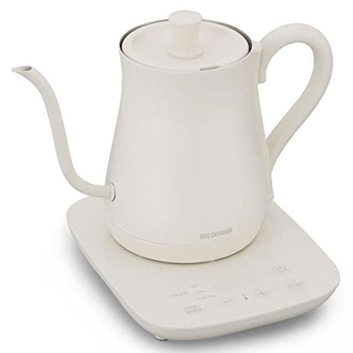 電気ケトル 温度調節 ドリップケトル ケトル 600ML 10段階温度調節付 保温設定付 沸騰後自動電源OFF コーヒー 紅茶 緑茶 おしゃれ IKE-C601T-CW ホワイト