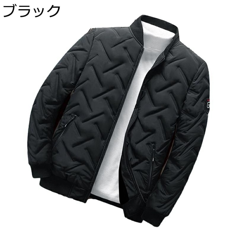 中綿ジャケット メンズ ブルゾン ジャンパー 裏起毛 秋冬 暖かい スタンドカラー 大きいサイズ 韓国風 おしゃれ 腕章 厚手 防寒性 保温性 ビジネス カジュアル 冬服