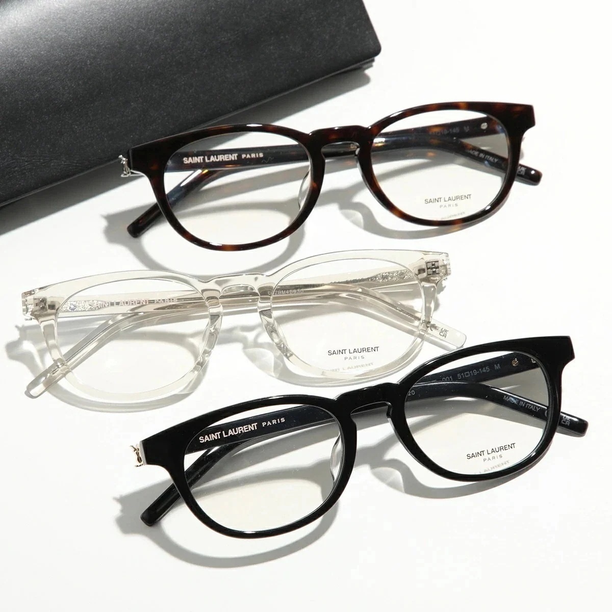 SAINT LAURENT サンローラン メガネ SL M123/F レディース オーバル型 セルフレーム クリアフレーム 黒縁 眼鏡 めがね メタルロゴ アイウェア カラー3色