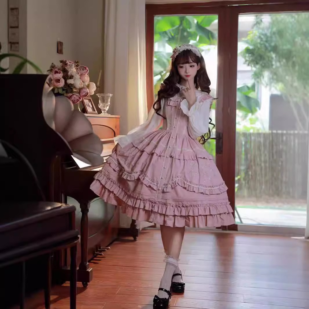 ロリータ モーリ エレガント キュート スイート ロリータ デイリー 刺繍 ワンピース JSK